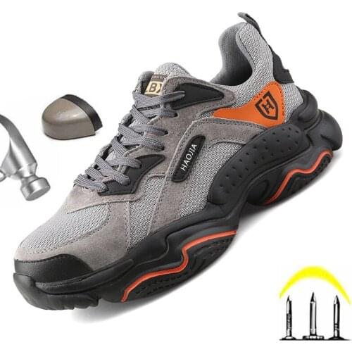 Mens Safety Work Shoes Cow Suede Leather Metal Toecap Kevlar Insole Light Boots Puncture-Proof Fashion Cushioning Sneakers New