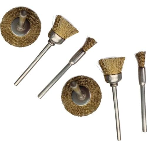 6pcs/Set Wire Brushes Kit Bowl Type 15mm Straight Type 8mm T Type 22mm For Mechanical Equipment Or Steel, Steel Rust Polished