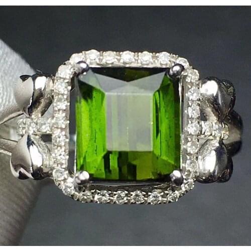 Fine Jewelry Real Pure 18 K Gold Jewelry 100% Natural Green Tourmaline Gemstones 2.5ct Diamonds Males Wedding Fine Mans Rings