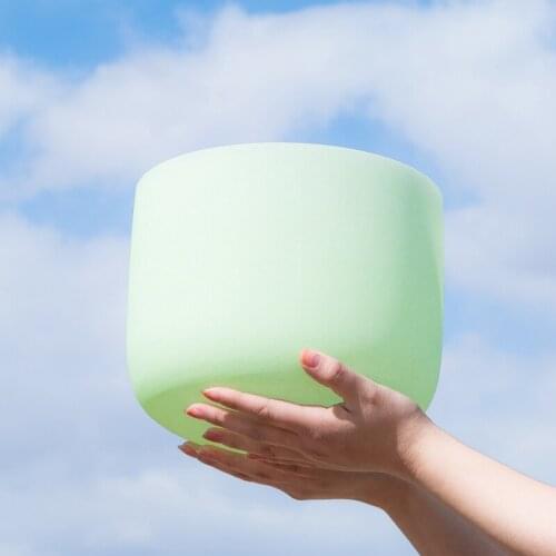 New 8 Inch Mint Green Color F Note Meditation Frosted Quartz Crystal Singing Bowl