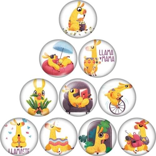 New Cartoon Animals giraffe Bear 10pcs mixed 12mm/16mm/18mm/25mm Round photo glass cabochon demo flat back Making findings