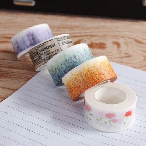 NEW 1pcs Beautiful Lavender Flower Washi Paper Masking Tapes For Scrapbooking Tape Diy Stickers Crafts Gift Wrapping Sticker