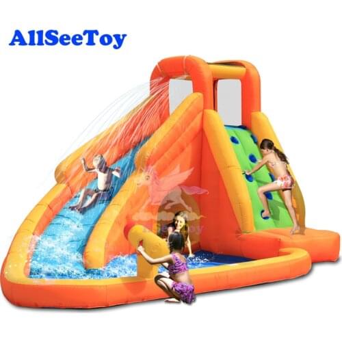New Outdoors Summer Aqua Park Inflatable Pool Water Slide Kids Bouncy Castle Water Gun Game Backyard Air Blower Included