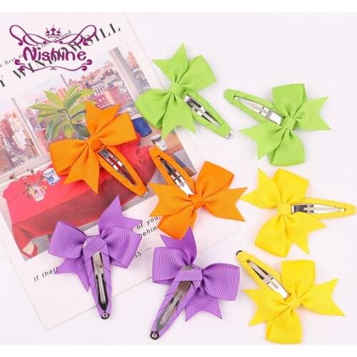 5.6*7 CM Solid Color Grosgrain Ribbon Dovetail Bows BB Clip Cute Baby Bangs Hairpins Sweet Kids Hair Accessories Birthday Gifts