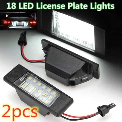2Pcs Car 18Leds License Plate Lights Plastic for Nissan Qashqai X-Trail Juke Primera Bright Led Number Licence Plate Light