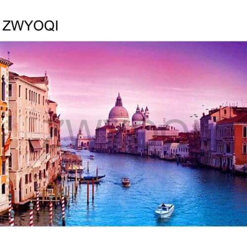 Full Round Diamond mosaic Water city scenery DIY Diamond embroidery Cross stitch Full Square Diamond painting Water city scenery