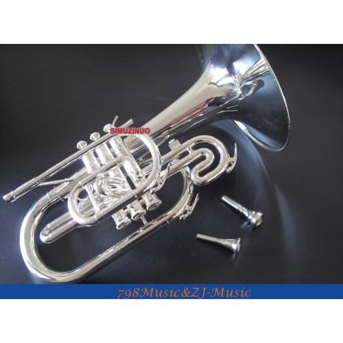 Silver Plated Marching Mellophone F Keys horn Monel Valves with case