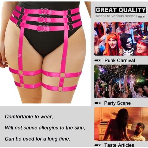 Fat Female Plus Size Gothic Waist To Leg Cross Straps Lingerie Thigh Restraint Belt Garter Body Harness Bodysuit Carnival Rave