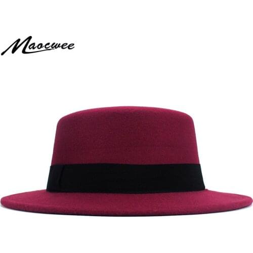 New Pork Pie Hat Men Tan Wool Fedora Hats Winter Bowler Women Brown Felt Fedoras Hat Ribbon Bowknot Top Woolen Caps Wholesale