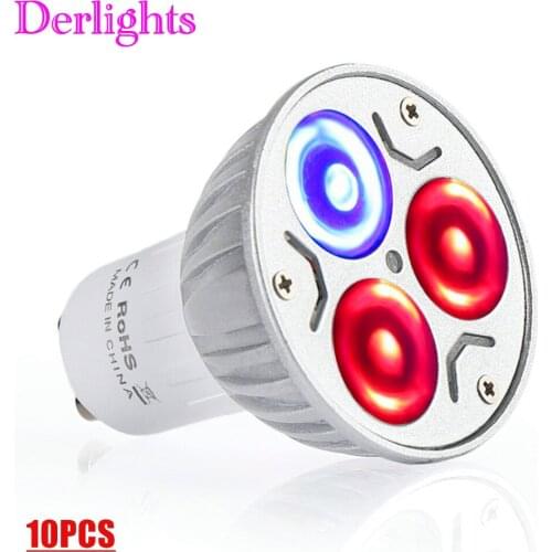 10pcs/Lot E27 GU10 LED Grow Light 6W 85~265V Growing Lamp for Indoor Greenhouse Hydroponics System Seeds Flowers Plant Vegetable