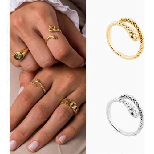 Brand Vintage Snake Women Jewelry Rings For Women Anillo 925 Sterling Silver Personality Opening Ring Creative Men Ring