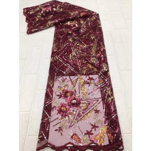 High Quality African Lace Fabric French Net Embroidery SYJ-188688 Sequins Tulle Lace Fabric For Nigerian Party Dress