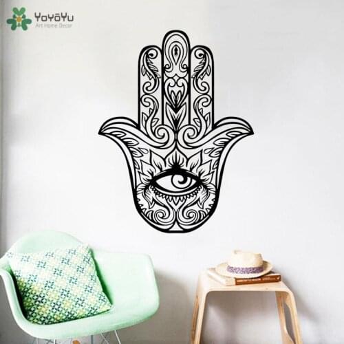 YOYOYU Wall Decal Hand of Fatima Wall Sticker Indian Namaste Mandala Pattern Evil Eye Decoration Yoga Studio Decor InteriorSY985