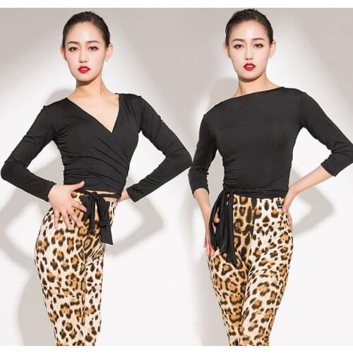 More Colors Latin Dance Tops Female Adult New Long-Sleeved Sexy Bandage Shirt Ballroom Samba Dance Practice Clothes S-XL DL2569