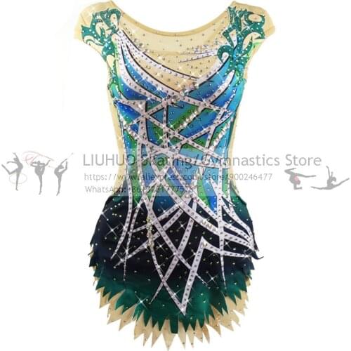 LIUHUO Ice Skating dress Women girls performance suit Artistic gymnastics Figure Skating dress Ballet Dance sleeveless