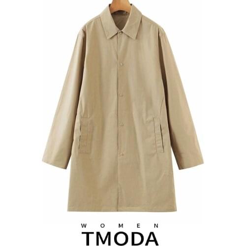 TMODA1671 Women England Style Oversized Khaki Trench Coat 2021 Autumn Elegant Long Sleeve Office Ladies Outwear Tops