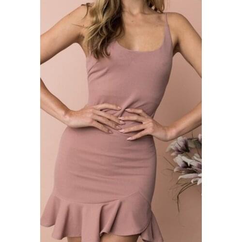 2021 Ladies Sexy Sling Dress Open Chest Open Back Square Neck Pleated Dress Sexy Sling Solid Color Short Skirt with Lace Dress