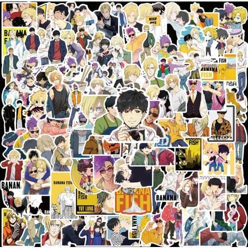 10/50/100pcs Cartoon Banana Fish Graffiti Sticker Japanese Anime stickers for Luggage Skateboard Guitar DIY decals Chidren Toy