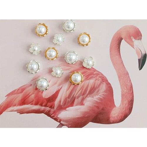10 pcs/lot Alloy Pearl Flower Jewelry Decoration Accessories Diy Hair Accessories Handmade Garment Buttons Ornaments Earrings