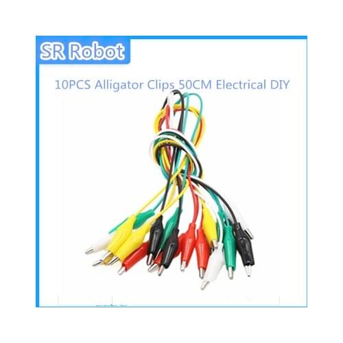 10PCS Alligator Clips 50CM Electrical DIY Test Leads Alligator Double-ended Crocodile Clips Roach Clip Test Jumper Wire