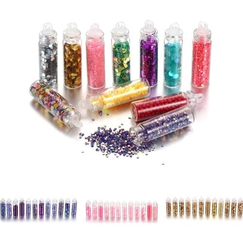 12 bottles/set Colorful Nail Art Powder UV Epoxy Resin Filling For DIY Jewelry Making Supplies Nail Glitter Accessories