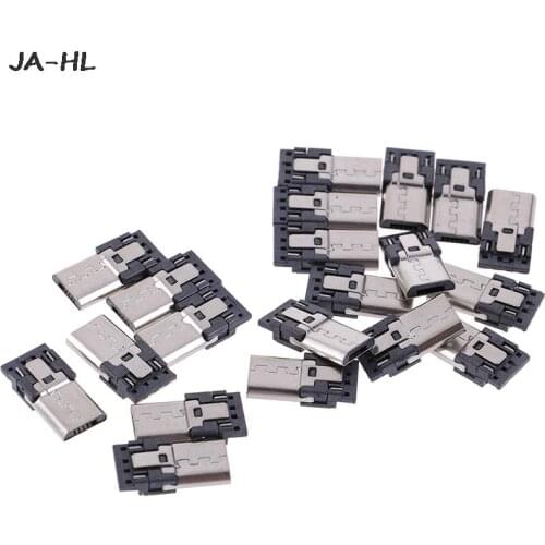 20PCS 4Pins Micro USB Connector Jack Tail USB Plug Sockect Terminals Male Connectors 13.6*7*2mm