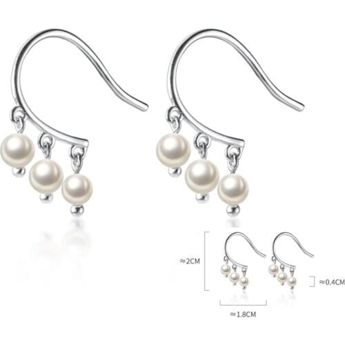 2021 Luxury Charm Synthetic Pearls Shell Pearl Earrings 100% 925 Sterling Silver Ear Hook For Women Fine Jewelry