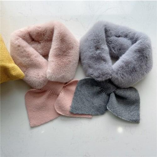 2021 New Designer Pink Love Heart Knitted Scarf Women Winter Fashion Thick Warm Faux Fur Neck Collar Scarves for Ladies Foulards