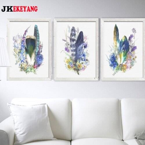 3pcs 5D Diy round/square diamond painting Feathers and flowers Diamond Mosaic Embroidery cross stitch Y4168