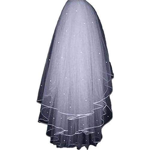 3 Layer Beading Short Tulle with Comb Bride Wedding Veil