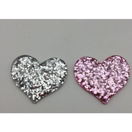 40pcs 40mm Silver/Pink/Lilac Heart Flatbacks Cabochons Embellishments DIY Phone Decorations Scrapbook Crafts Cardmaking