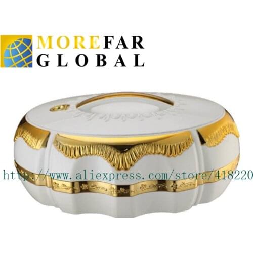 Elegant 3Pcs/Set 4/5/6L Large Capacity Lunch Box Marble Oval Insulated Hot Pot Stainless Steel Thermal Party Food Container