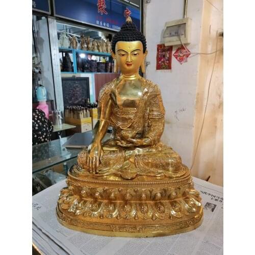 60CM Huge large Asia Tibetan Buddhism home temple good brass gilding Sakyamuni Amitabha Buddha statue bless Safety Health luck