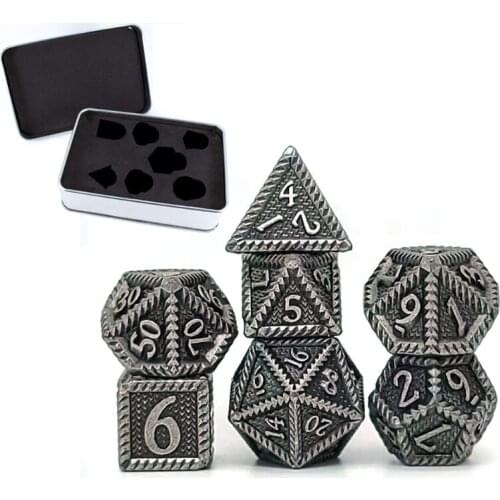 7Pcs/Set Metal Dice Multi-faceted Dice Digital Different Sizes For Kid Toys/Game G99D