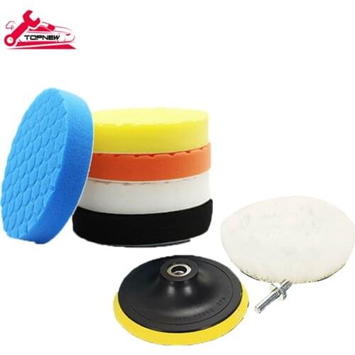 8 PCS Drill Buffing Sponge Pads Car Foam Woolen Polishing Pads Kit for Car Buffer Polisher Sanding Waxing Sealing Glaze