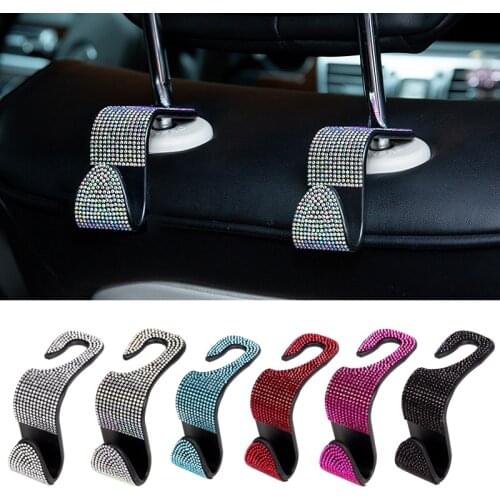 Car Seat Back Hook Diamond Rhinestones Back Universal Hanger Auto Headrest Mount Storage Holder Car Interior Accessories