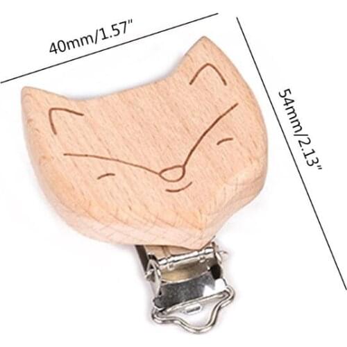 Nipple Chain Accessories Wooden Pacifier Clip Cute Fox-shaped Baby DIY Preferred K1KC
