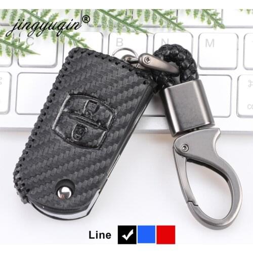 Carbon leather Car Remote Flip Key Case Cover Braid Keychain For Mazda 3 2 6 M2 M3 M5 M6 CX-5 CX-7 CX-9 RX-8 MX5 Car Styling