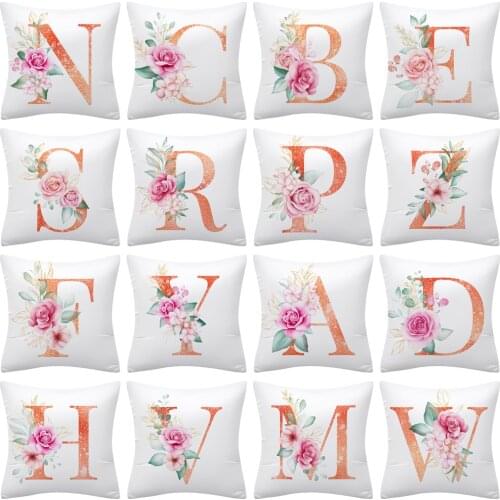 New Flower Letter Decorative Pillow Cushion Covers Pillowcase Cushions for Sofa Polyester Pillowcover Home Decoration Decor