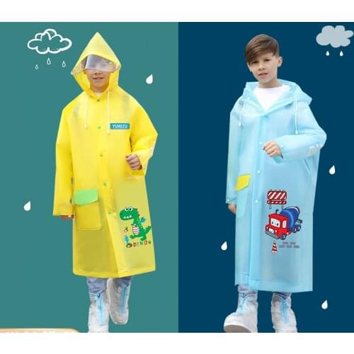 Childrens Raincoat School Body with Schoolbag for Boys and Girls Medium and Large Baby Rain Gear