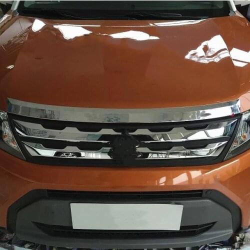 For Suzuki Vitara 2016-2018 ABS Chrome Front Grill Bumper Cover Trim Insert Bonnet Garnish car Accessories Protective decoration