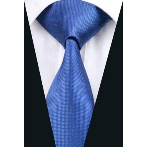 DH-429 Mens Silk Tie Blue Solid Neck Tie 100% Silk Jacquard Ties For Men Business Wedding Party Free Shipping