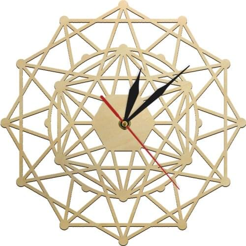 Geometric Kaleidoscope Silent Non-ticking Wall Clock Farmhouse Style Wooden Watch Eco Friendly Natural Wall Decor zegar scienny