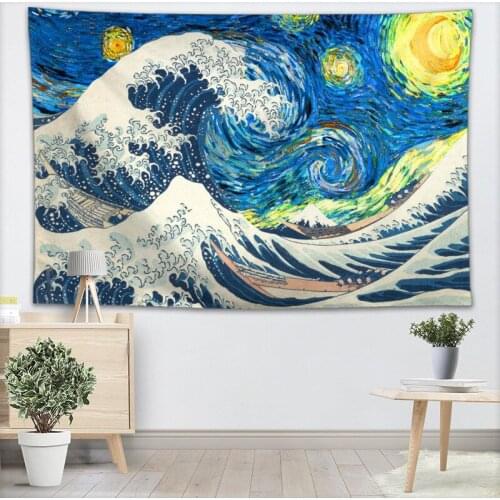 Custom Great Wave Of Kanagawa tapestry wall hanging tapestry home decoration rectangle bedroom wall art tapestry 140X250cm