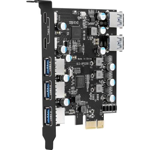 ULS PCI-E to USB3.0 7Ports Adapter Expansion Card Type A (5) Type C (2) with Internal 2 USB 3.0 Connector Converter Card