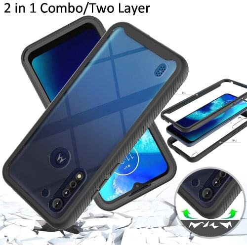 Combo Drop resistance Rugged Case For Motorola Moto G8 Power Lite Heavy Duty Defender Armor Shield Anti-Skid Clear Cover