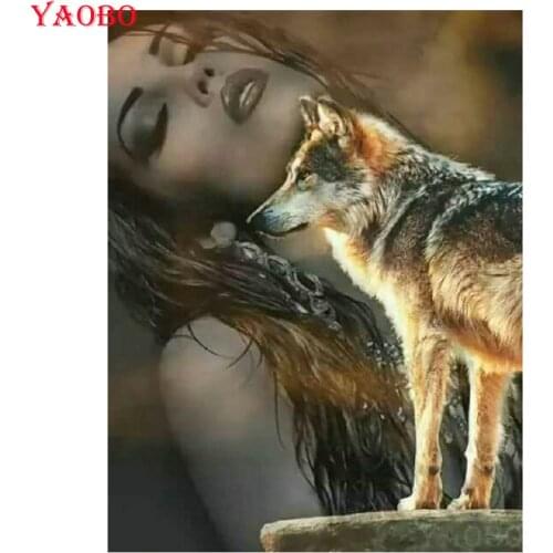 Square/round diamond embroidery woman & Wolf 5D diamond cross stitch crystal home decorative diy diamond painting mosaic kit