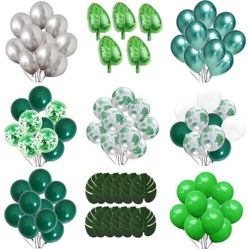 Latex Balloon Green Balloons Green Palm Leaf Safari Party Hawaii Baloons Birthday Wedding Tropical Dinosaur Animal Wild Party