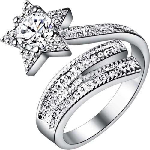 Fashion Jewelry Silver color Star finger With Cubic zirconia ring Pretty cute style good quality 2020 Hot New Design AR200