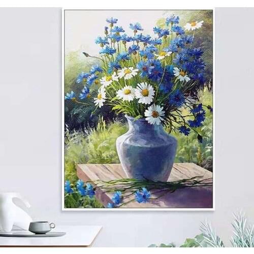 Daisy Flowers DIY Embroidery 11CT Cross Stitch Kits Needlework Craft Set Cotton Thread Home Decoration GIft PresentSale